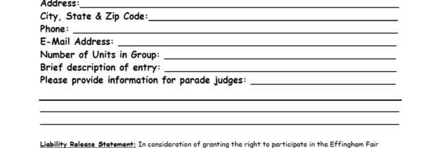2018 Fair Parade Application
