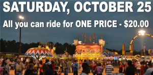 Read more about the article SATURDAY, OCTOBER 25 – All you can ride for ONE PRICE – $20.00